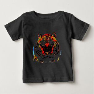 Camiseta Para Bebê Arte Pop Tigre Selvagem