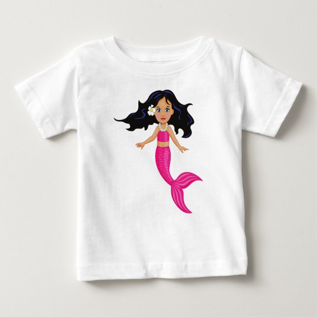 Camiseta Para Bebê Arte Rosa Sereia (Frente)