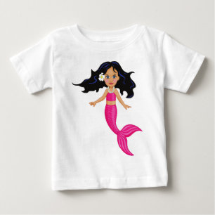 Camiseta Para Bebê Arte Rosa Sereia