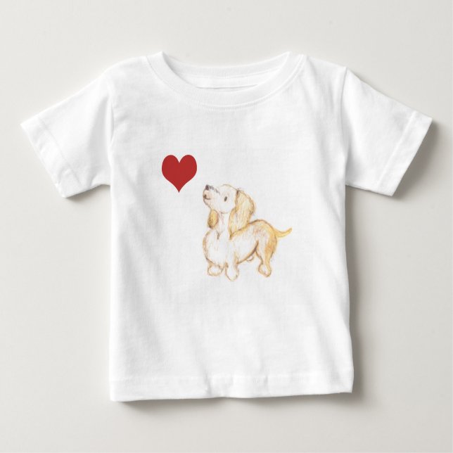 Camiseta Para Bebê "Arte tshirt dos childs do Dachshund do amor pela (Frente)