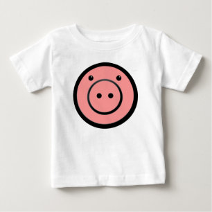 Camiseta Para Bebê Arte vetorial de porquinho rosa kawaii fofa
