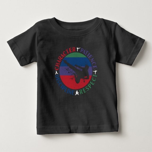 Camiseta Para Bebê Artes marciais - Valores do núcleo do Karate (Frente)