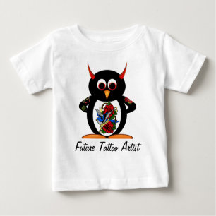 Camiseta Para Bebê Artista futuro do tatuagem do pinguim mau