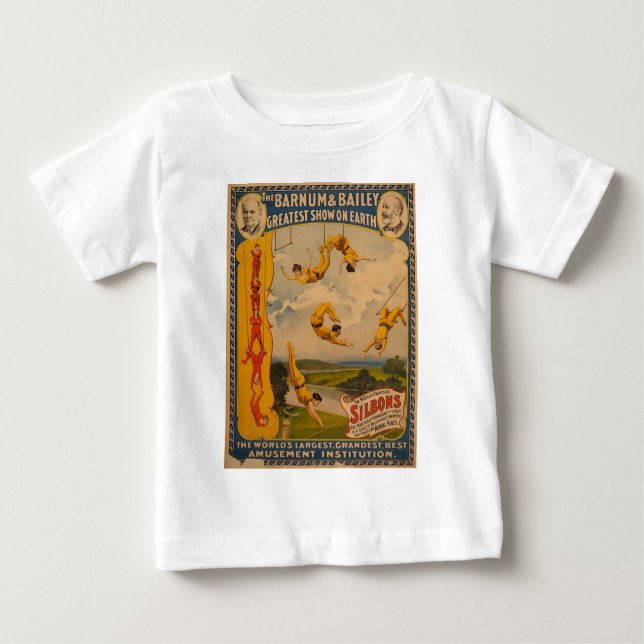 Camiseta Para Bebê Artistas de trapézio Barnum & Bailey 1896 (Frente)