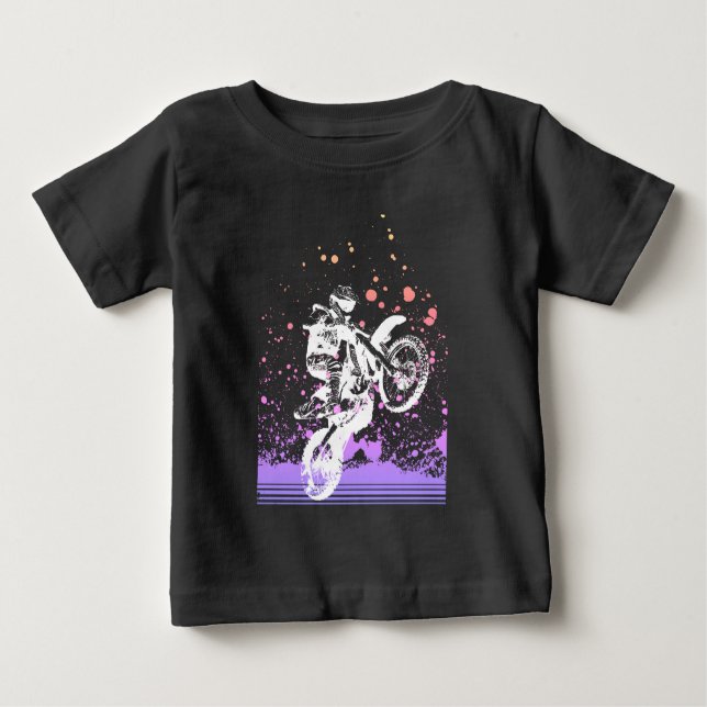 Camiseta Para Bebê Artsy Dirt Bike (Frente)