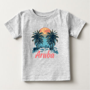 Camiseta Para Bebê Aruba Island Design (Versão 2) - Baby Fine Jersey