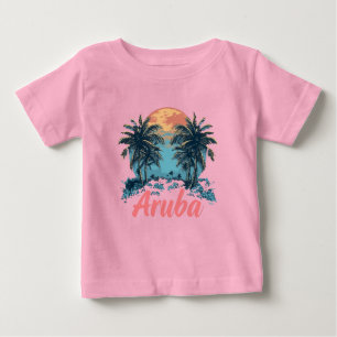 Camiseta Para Bebê Aruba Island Design (Versão 2) - Baby Fine Jersey