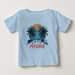 Camiseta Para Bebê Aruba Island Design (Versão 2) - Baby Fine Jersey