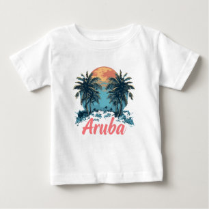 Camiseta Para Bebê Aruba Island Design (Versão 2) - Baby Fine Jersey