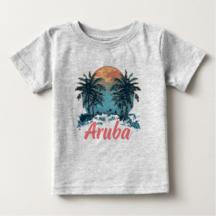 Camiseta Para Bebê Aruba Island Design (Versão 2) - Baby Fine Jersey