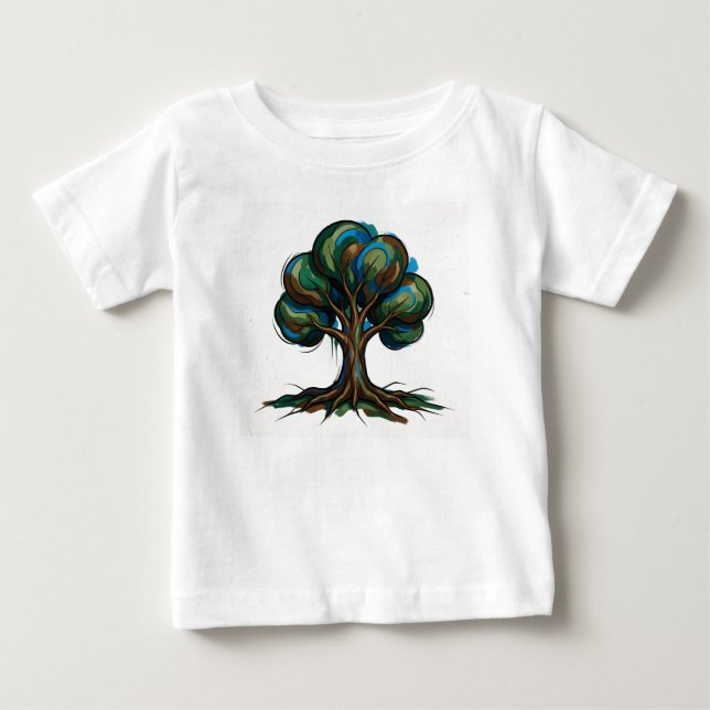 Camiseta Para Bebê Árvore abstrata arte divertida (Frente)