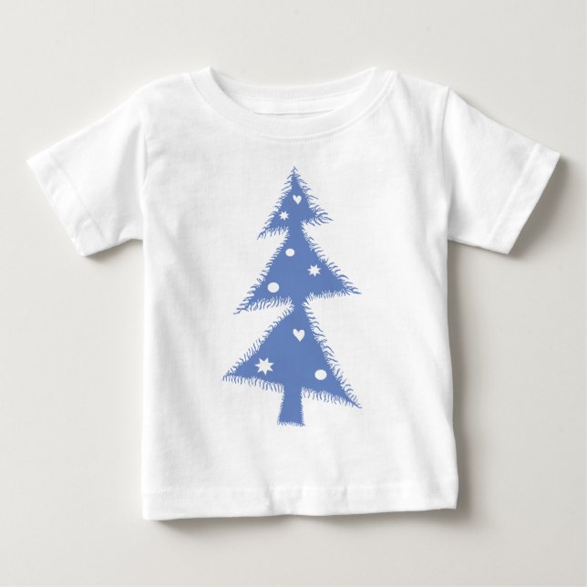Camiseta Para Bebê árvore azul do Natal (Frente)