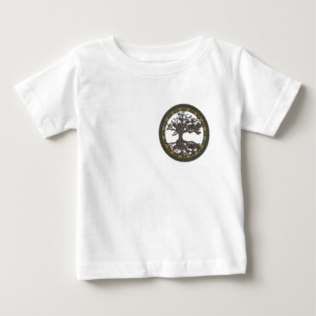 Camiseta Para Bebê Árvore Celta da Vida [Yggdrasil] (Frente)
