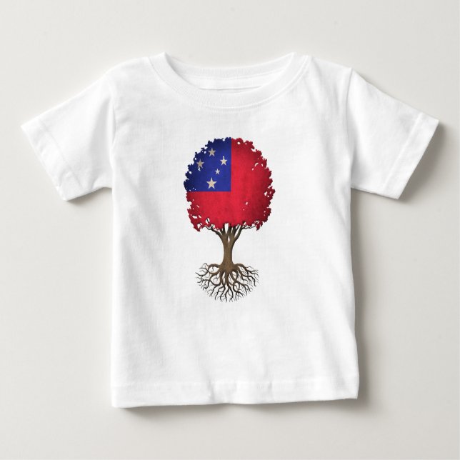 Camiseta Para Bebê Árvore da bandeira de vida samoana customizável (Frente)