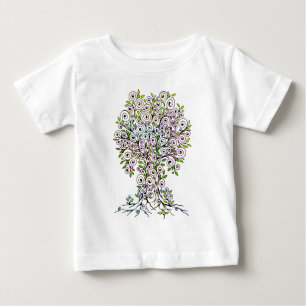 Camiseta Para Bebê Árvore Da Vida - Folhas Frutas Espirais 1