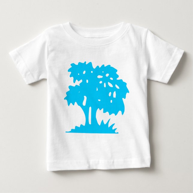 Camiseta Para Bebê Árvore de desenho - Azul-céu (Frente)