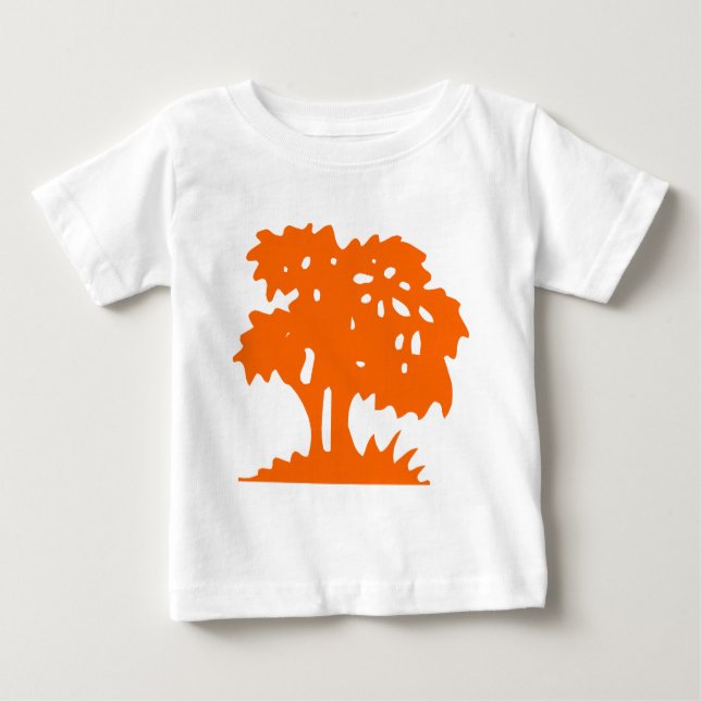 Camiseta Para Bebê Árvore de desenho - Laranja (Frente)