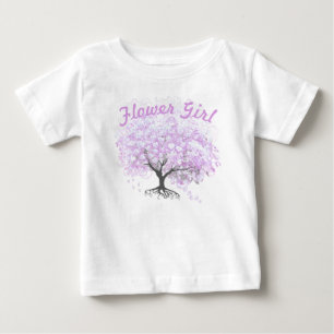 Camiseta Para Bebê Árvore de Lavanda Folha Coração Casamento Vintage