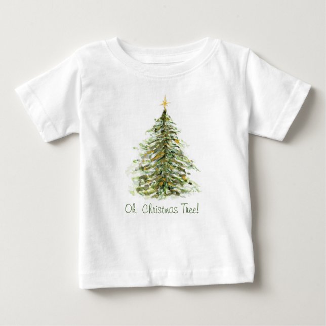 Camiseta Para Bebê Árvore de Natal (Frente)