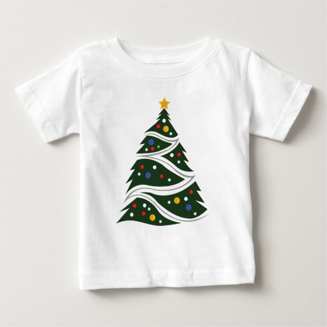 Camiseta Para Bebê Árvore de Natal (Frente)