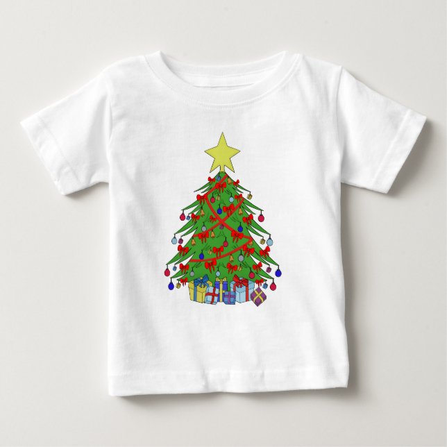 Camiseta Para Bebê Árvore de Natal (Frente)