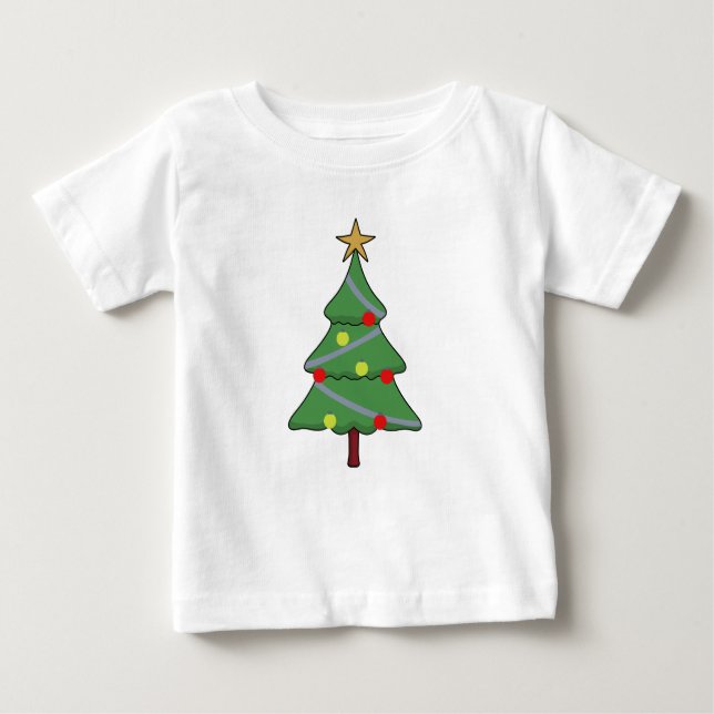 Camiseta Para Bebê Árvore de Natal Adorável (Frente)
