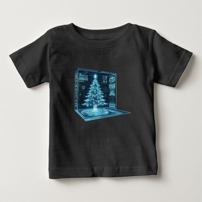 Camiseta Para Bebê Árvore de Natal Artificial (Frente)