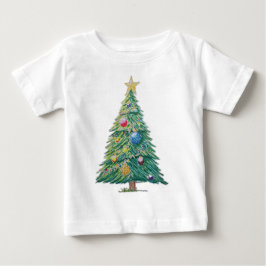 Camiseta Para Bebê Árvore de Natal Colorida