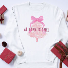 Camiseta Para Bebê Árvore de Natal com Laço Rosa Pastel Aniversário d