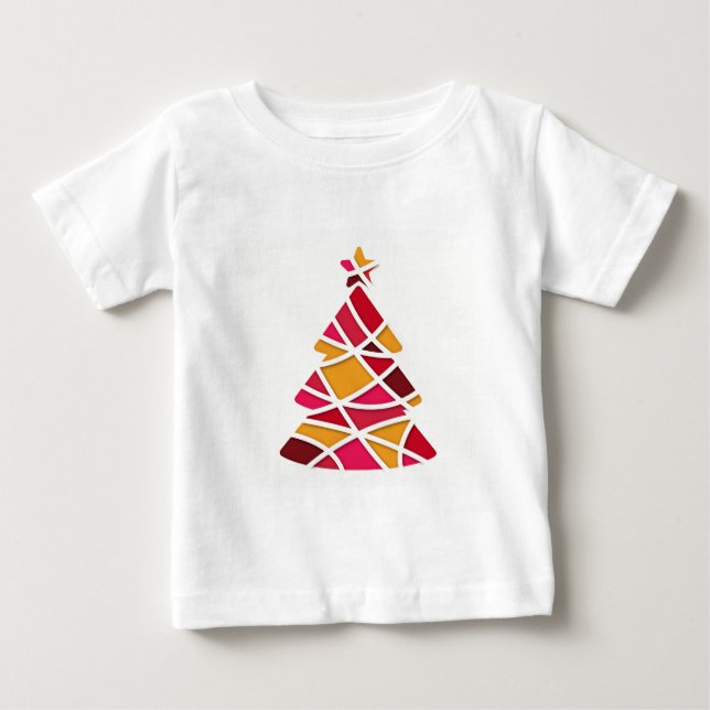 Camiseta Para Bebê Árvore de Natal da na moda (Frente)