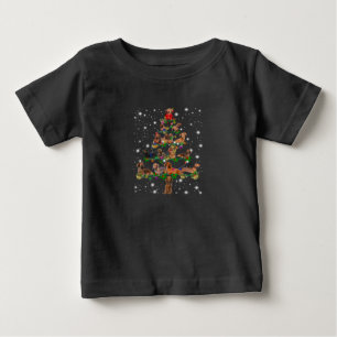 Camiseta Para Bebê Árvore De Natal Dachshund Coberta Por Lâmpada