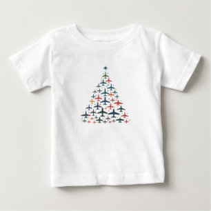 Camiseta Para Bebê Árvore de Natal de Avião Piloto Retro Voando Voo