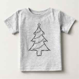 Camiseta Para Bebê Árvore de Natal de Texto de Trompete