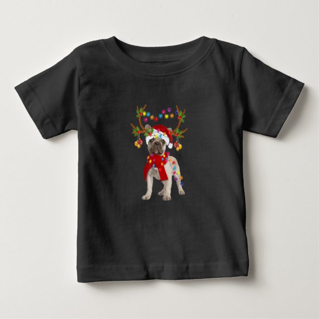 Camiseta Para Bebê Árvore de Natal do Bulldog Gorgeous Francês (Frente)