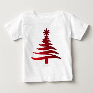 Camiseta Para Bebê Árvore de Natal Estêncil Vermelho