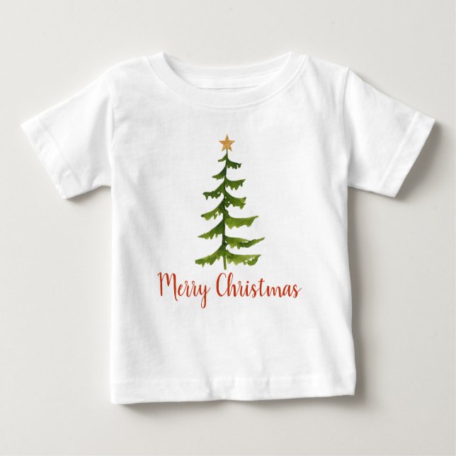 Camiseta Para Bebê Árvore de Natal Feliz Natal  (Frente)