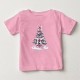 Camiseta Para Bebê Árvore de Natal Festiva do Bebê