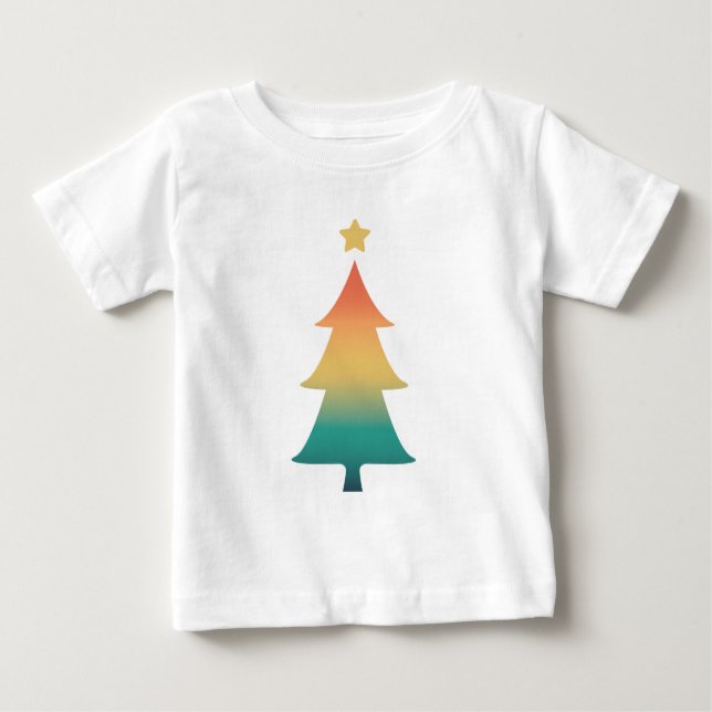Camiseta Para Bebê Árvore de Natal no crepúsculo (Frente)