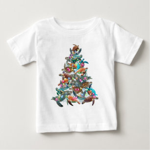 Camiseta Para Bebê Árvore de Natal Tartaruga Ornamento Árvore de Nata