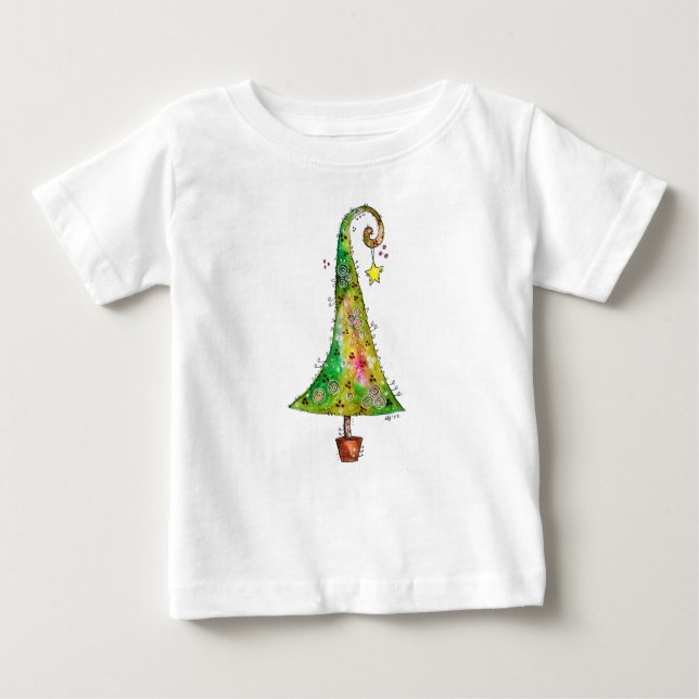 Camiseta Para Bebê Árvore de Natal Whimsic (Frente)
