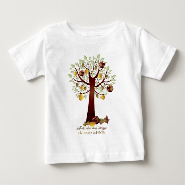 Camiseta Para Bebê Árvore Familiar de Apple Funny Rotten (Frente)