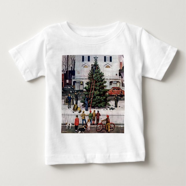 Camiseta Para Bebê Árvore na praça da cidade (Frente)