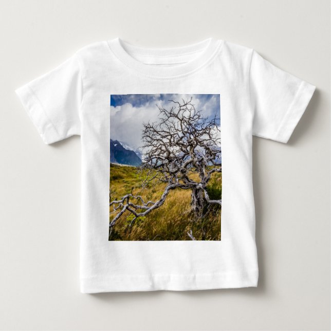 Camiseta Para Bebê Árvore queimada, Torres del Paine, Chile (Frente)