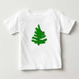 Camiseta Para Bebê árvore verde desenhada à mão.