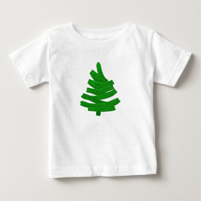 Camiseta Para Bebê árvore verde desenhada à mão. (Frente)