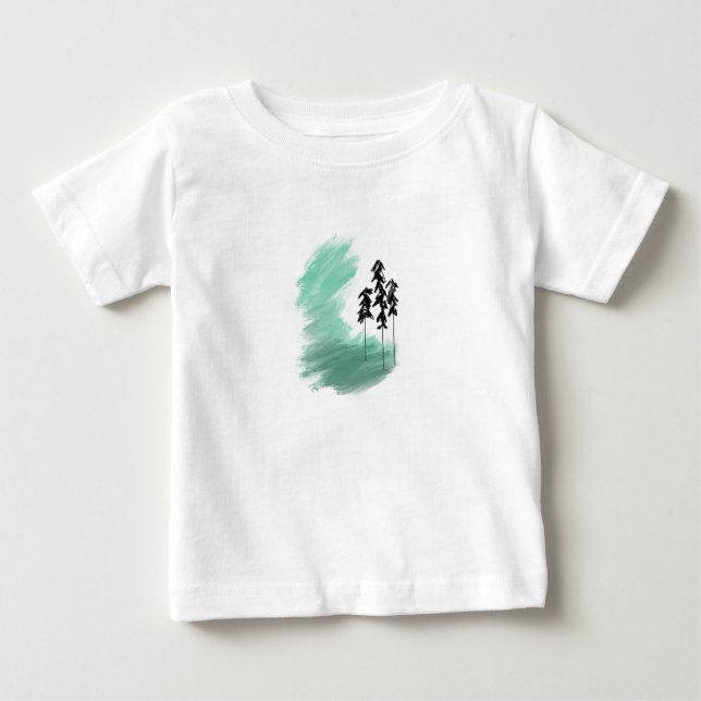 Camiseta Para Bebê Árvore verde escandinava: simples menta moderna (Frente)