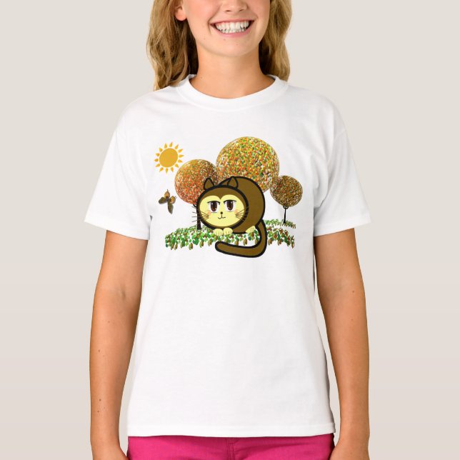 Camiseta Para Bebê Árvores de Jelly Bean de Gato Fofo Doce (Frente)