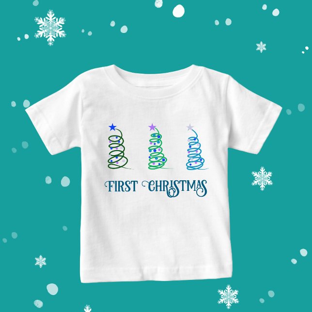 Camiseta Para Bebê Árvores de Natal (Criador carregado)
