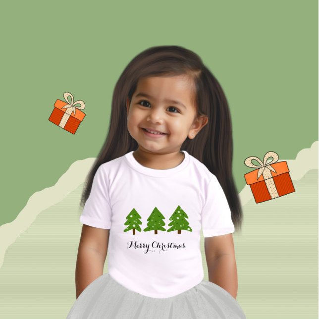 Camiseta Para Bebê Árvores de Natal (Criador carregado)