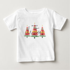 Camiseta Para Bebê Árvores de Natal de Aquarela